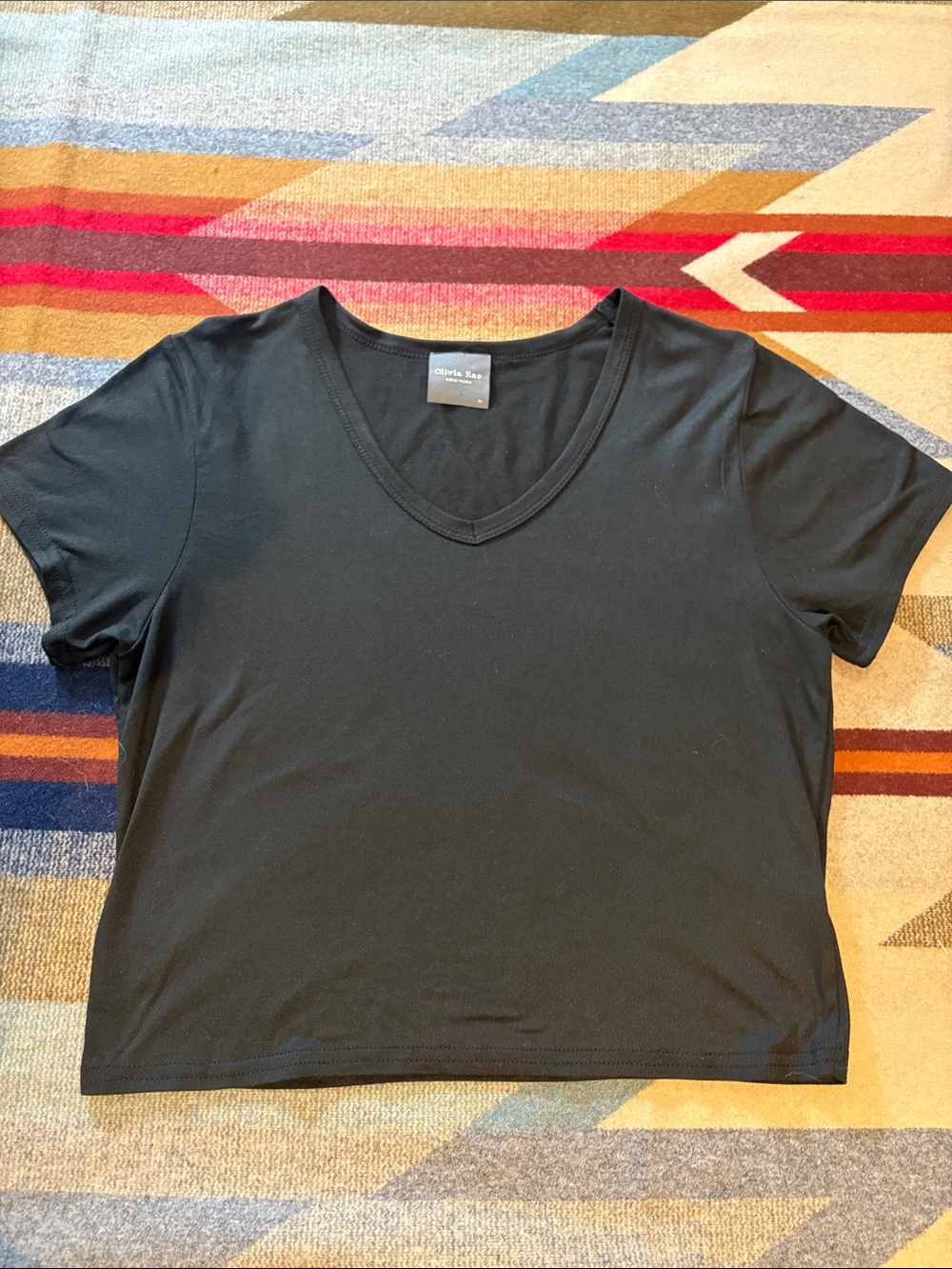 Ladies Olivia Rae New York Short Sleeve crop tee - black